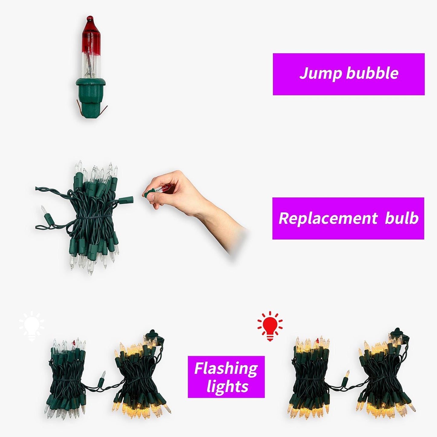 Halloween Orange Purple Lights String Outdoor 100 Mini Waterproof Incandescent Indoor Decoration Plug in 23 Feet Used for Patio Party Festive Courtyard Home (1, Purple)