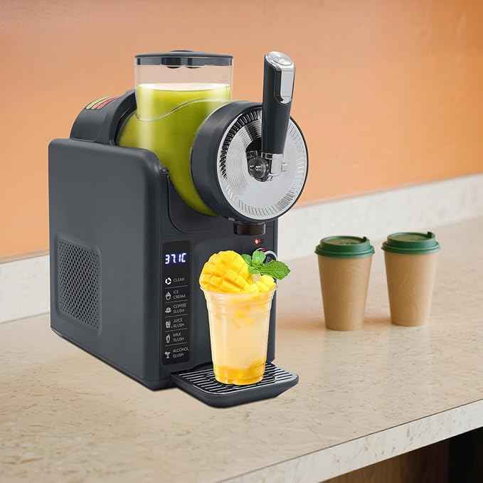 Slushie Machine, 185W Commercial Grade Frozen Drink Maker with 5 Modes + Self-Cleaning, 0.48Gal Capacity for Milkshakes Ice Cream Slushies, Home Party Restaurant Bar Use (Grey)
