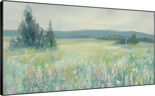 SIGNWIN 36"x72" Extra Large Framed Wall Art Wildflower Meadow Landscape Soft Pastel Nature Illustration for Home Living Room Bedroom Decor (Frame Assembly Required)