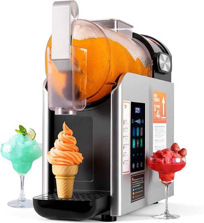 New Upgrade Smart 6 Presets Slushie Machine for Home & Soft Serve Ice Cream Machine, 68oz Color Touch Screen Slushy Machine for Home with 2/4/6H Smart Timer & Self-Cleaning, DIY Frozen Drink Maker