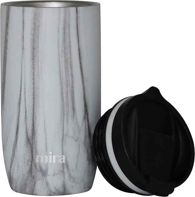 MIRA 16 oz Travel Coffee Mug - Insulated Stainless Steel Tumbler with Screw Lid - French Granite