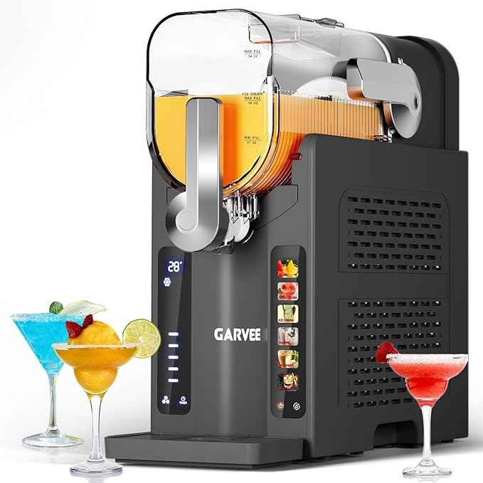 Garvee Slushie Machine for Home No Ice Needed, Frozen Drink Maker with LED Display & 6 Pre-Set Programs, Self-Cleaning Function 88 oz Large Capacity for Frozen Margaritas,Frappés,Ice Cream,