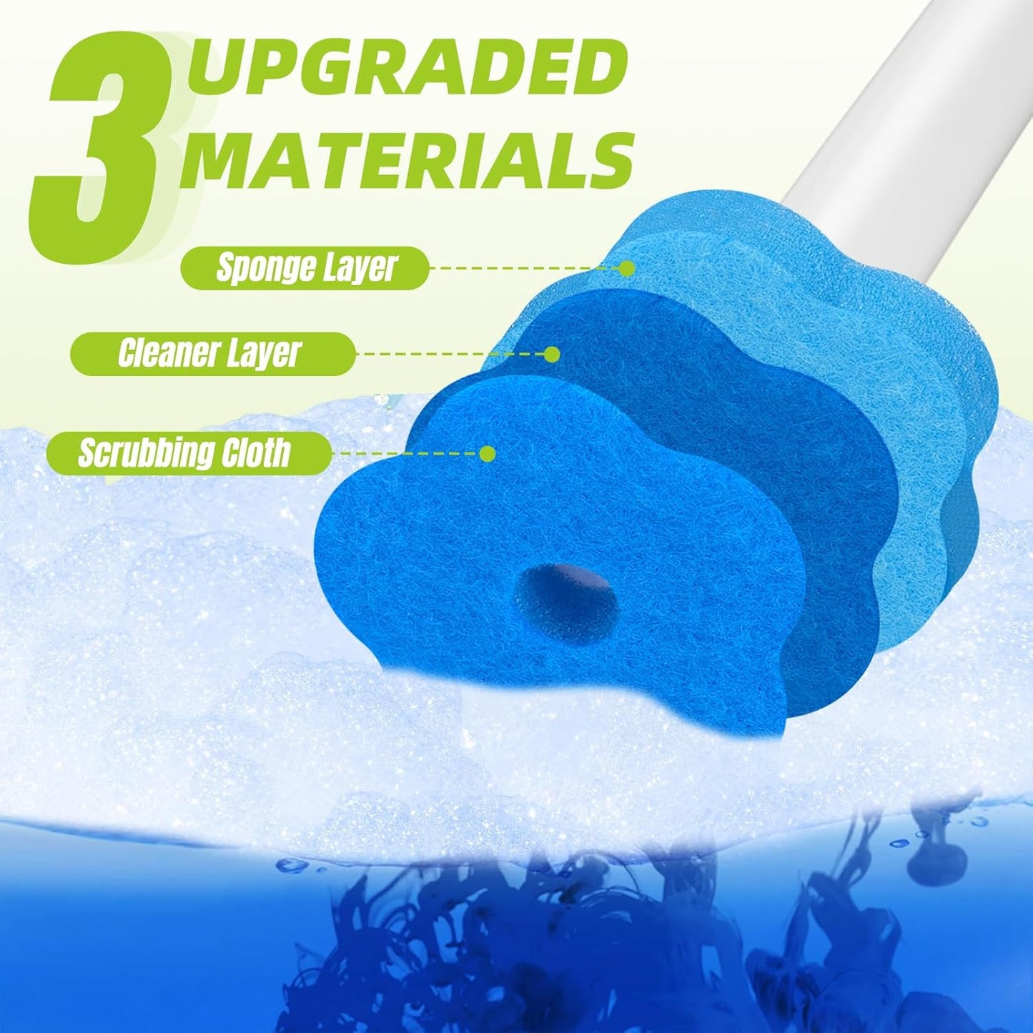 Disposable Toilet Brush, Toilet Wand Refills, Extended Handle with 12 Cleaner Refills Toilet Brush for Toilet Bowl Cleaners, Bathroom Cleaning