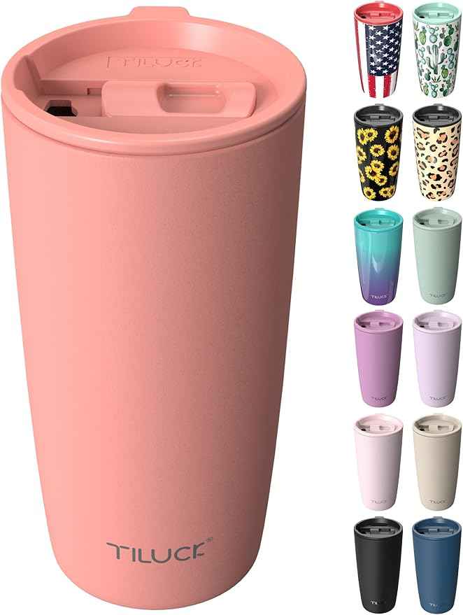 TILUCK 20 oz Insulated Tumbler with BPA-Free Lid, Stainless Steel Vacuum Travel Coffee Mug, Double Wall Coffee Tumbler（20oz，Matte CoralRed）
