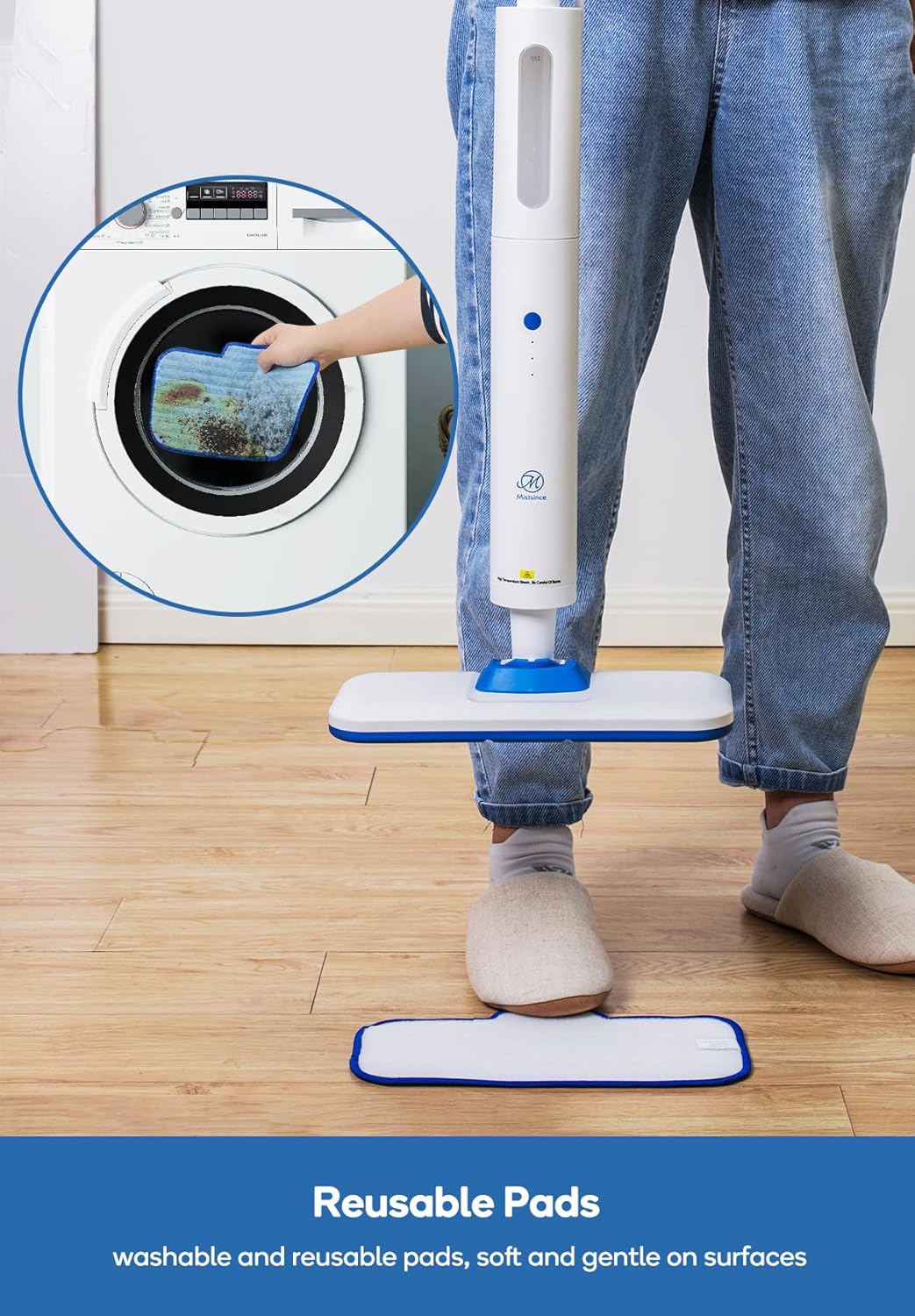 Steam Mop for Floor Cleaning,15-Second Setup,Chemical-Free Floor Steam Cleaner for Hardwood,Laminate,Tile&Greasy Spots.Ergonomic Design with Hands-Free Standing,3 Steam Settings,Reusable Washable Pads