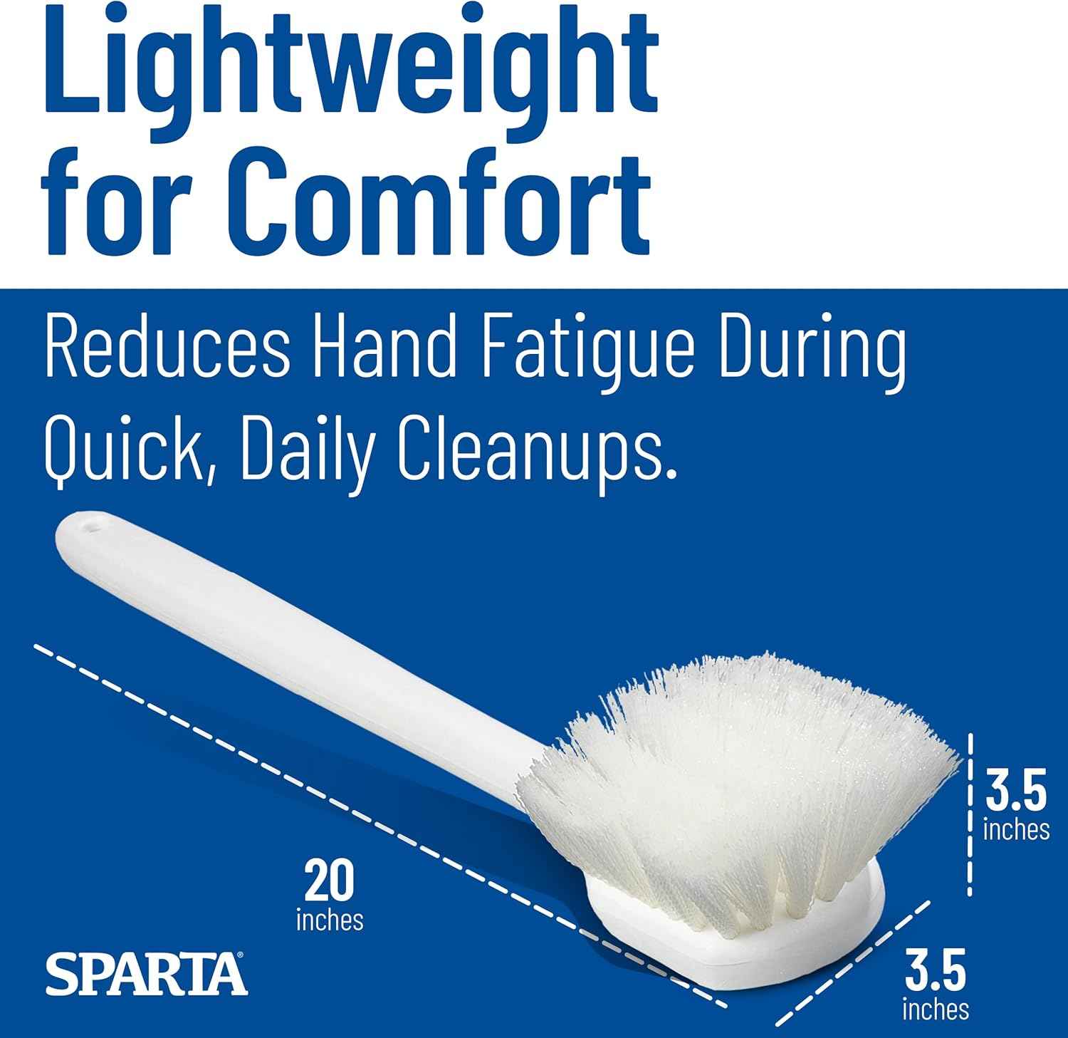 CFS 36620L00 Flo-Pac Plastic Handle Utility Scrub Brush, Nylon Bristles, 20" Length, 2" Bristle Trim, White, 1 Count