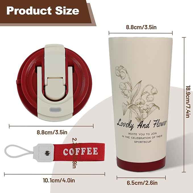 Insulated Coffee Tumbler 17.9oz 530ml Travel Coffee Mug 316 Stainless Steel Dual Drink Openings Leakproof Lid Reusable Insulated Coffee Mug Hot and Cold Ideal Travel Mug for Coffee Lover Daily