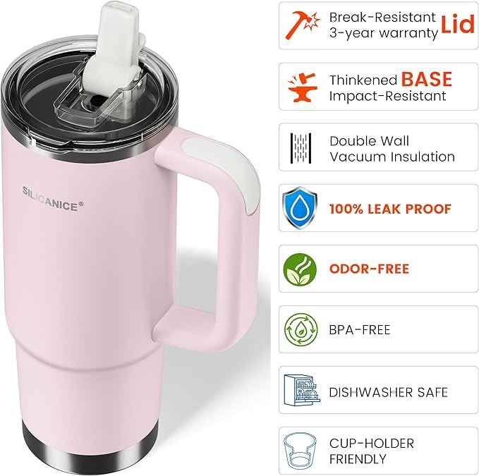 For Travel & Gym – Never Drink from a Moldy Lid Again: 30oz Hygienic Tumbler, 100% Leakproof Lid & Removable Foldable Spout. Reinforced Base, Fits Cup Holders- Pink Sand