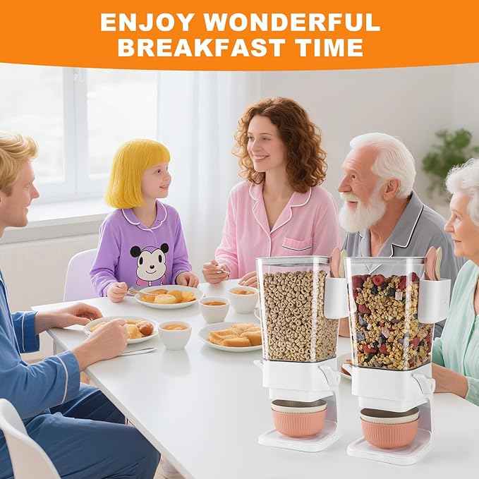 Osacoe Cereal Dispenser Countertop 2 Pack with Bowls Spoons Cutlery Box,5.5 QT Dry Food Dispenser Snack Organizer Containers Storage with Lids for Pantry Kitchen Organization Oatmeal Nut Granola Candy