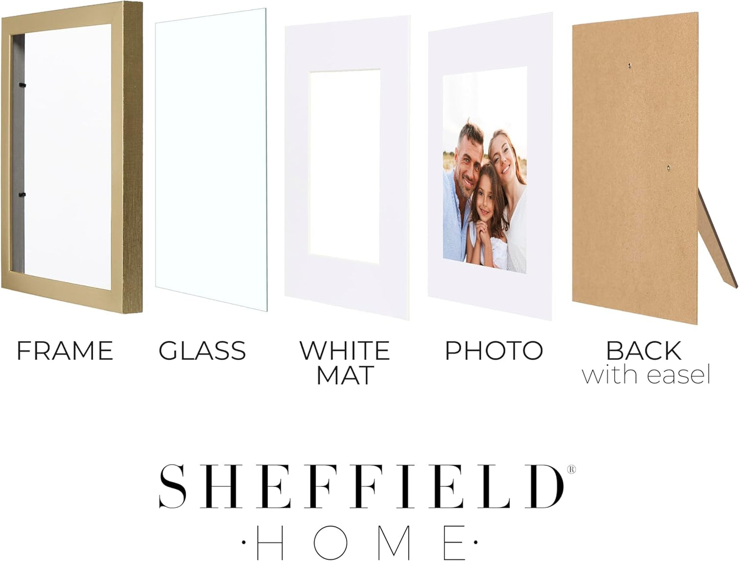 Sheffield Home 4 Piece Gallery Wall Frame Set, 8x10 Inch, Gold