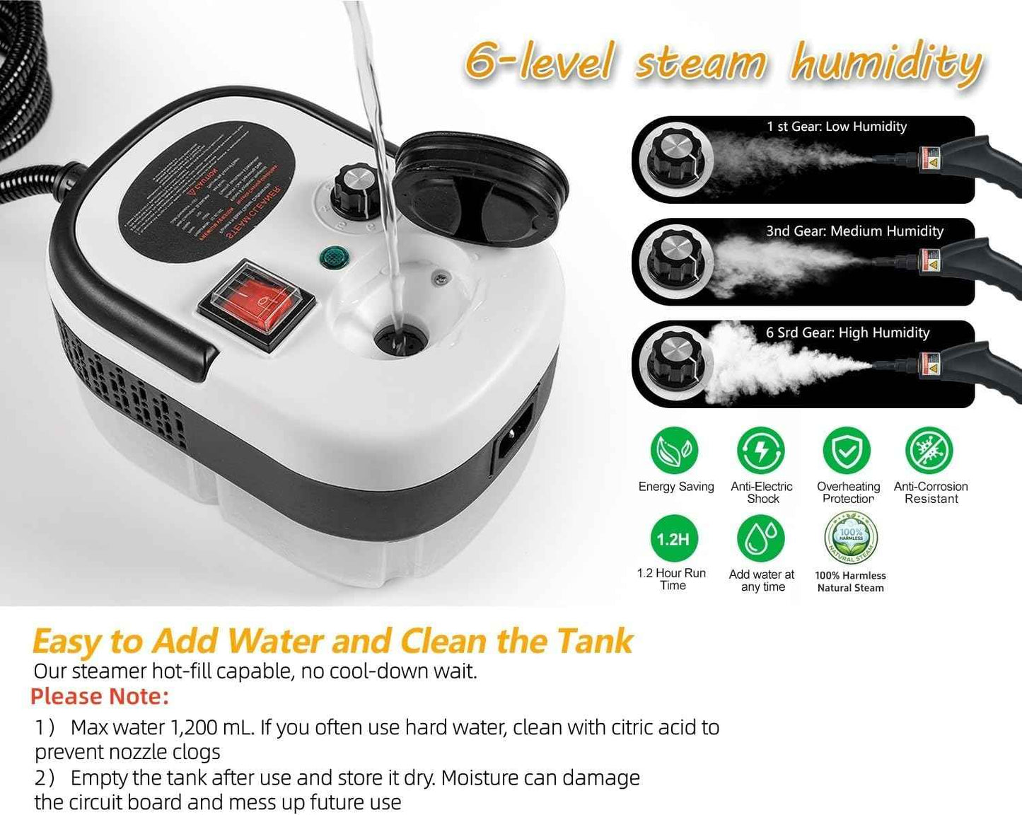 7 in 1 Steam Cleaner 2500W High Pressure Steamer for Cleaning, Car Steamer Handheld Steam Cleaner for Home Use, Hardwood Floor Steam Cleaner for Upholstery, Kitchen, Bathroom, Grout