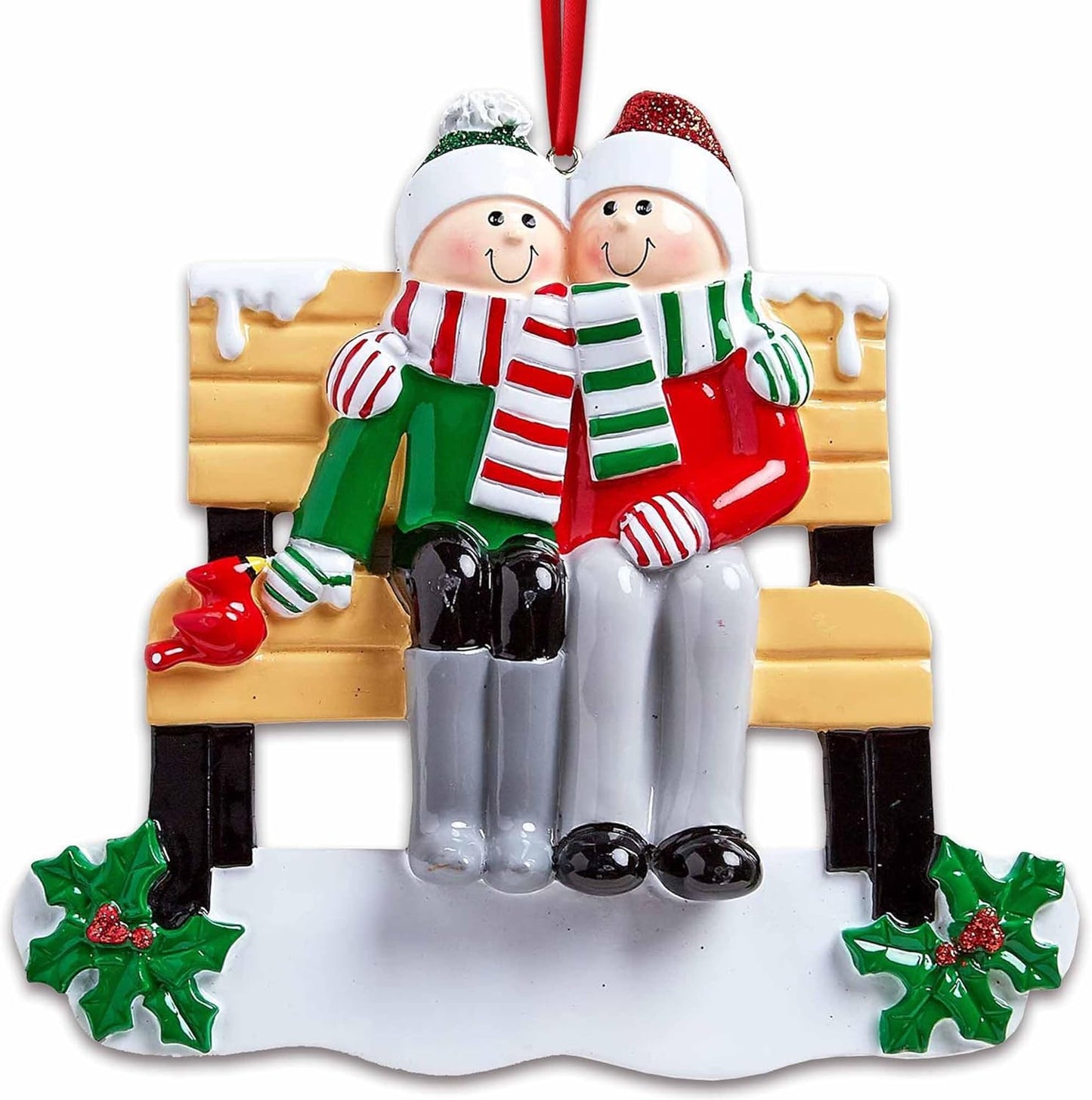 3D Personalized Our First Christmas Ornament 2025 | Custom Bench Couple Ornaments Romantic Holiday Couples Ornament 2025 Family of 2 Unique for a Couple Ornaments Couples Unique Gifts