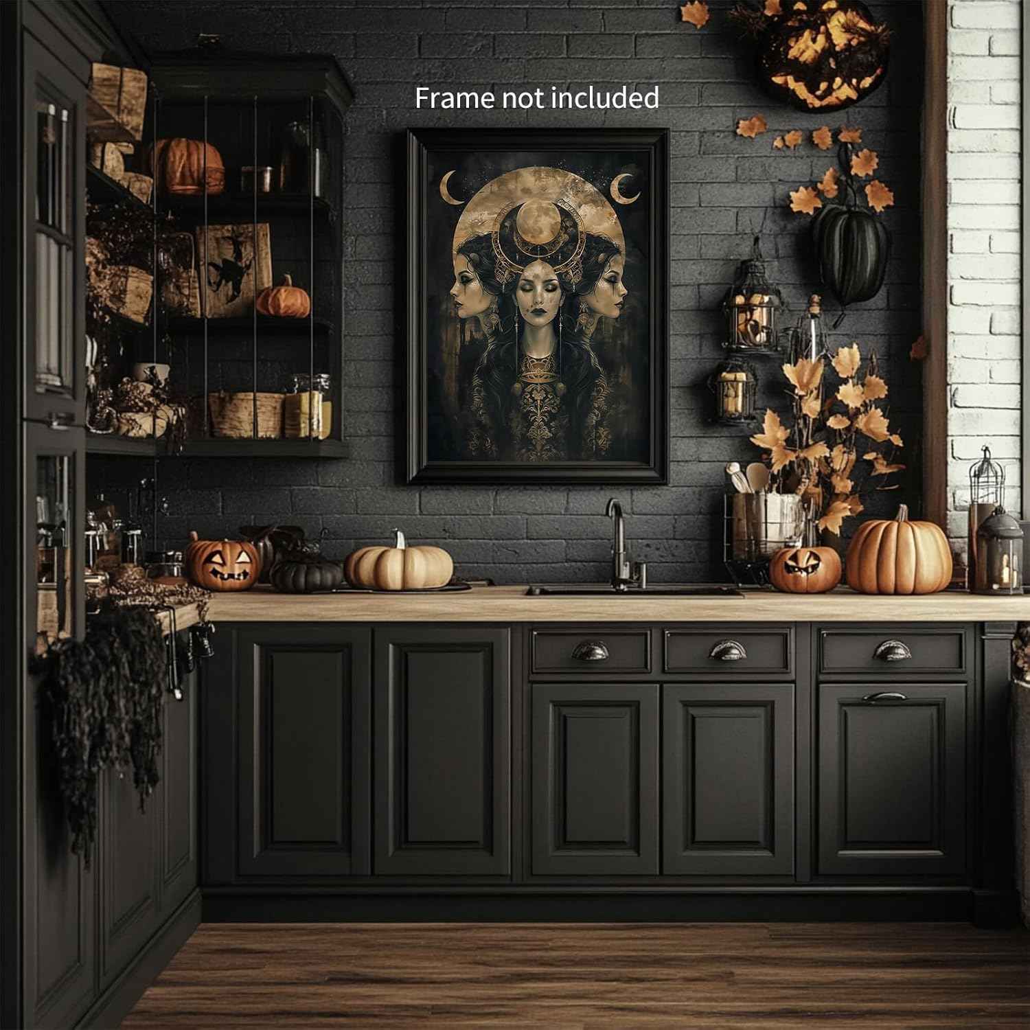 MWZUPQ Goth Dark Horror Witch Poster Vintage Hecate Moon Goddess Wall Art Victorian Mystical Art Canvas Print for Spooky Room Home Wall Decor 12X16 inch Unframed