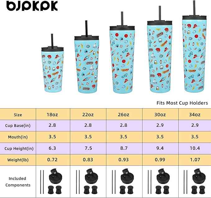 BJPKPK 26oz Insulated Tumbler With lid And Straw Stainless Steel Tumblers Travel Coffee Mug Reusable Thermal Cup,Playground