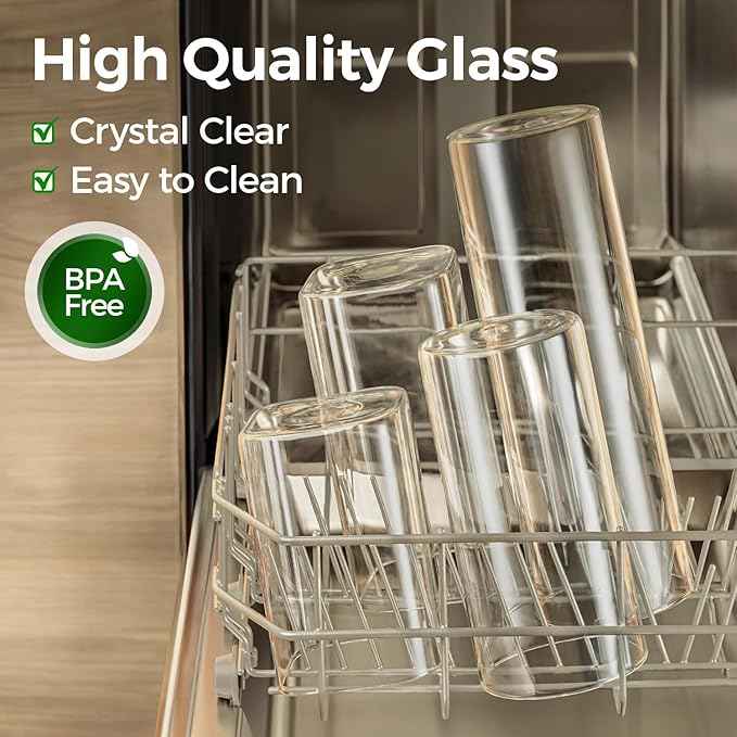 ComSaf 1.2 QT Glass Storage Containers with Lids, Glass Jars with Lids, Clear Food Jar, Square Canister Set of 6, Pantry Organizers and Storage for Cookie Flour Oat Pasta Tea Coffee Bean (Pack of 2)