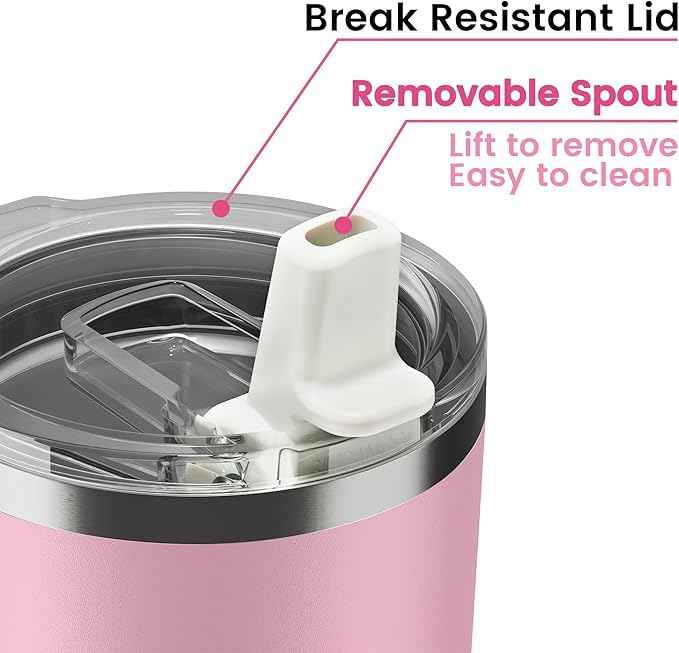 20oz Hygienic Insulated Tumbler — 100% Leakproof Lid with Removable Spout & Straw, Reinforced Vacuum-Protection Base, Cup Holder Friendly, for Iced Coffee, Smoothie/Water on the Go - Pink Sand