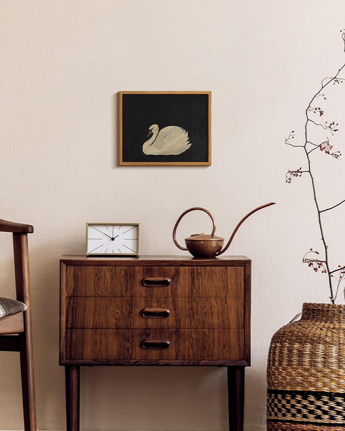 VIYYIEA Framed Canvas Wall Art Home Decor Swan Art Wall Decorations Prints Grace Swan Painting Pictures Rustic Bathroom Wall Decor Farmhouse Home Decor for Living Room Bedroom Office Decor 8x10in