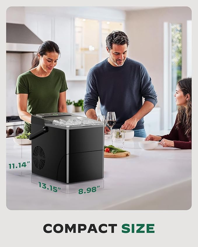 Silonn Ice Maker Countertop with Expandable 2.5L Ice Basket & 1.8L Water Tank, 9 Bullet Ice Cubes in 6 Mins, Portable Ice Maker with LED Touch Control, Self-Cleaning, 2 Ice Sizes for Home Kitchen