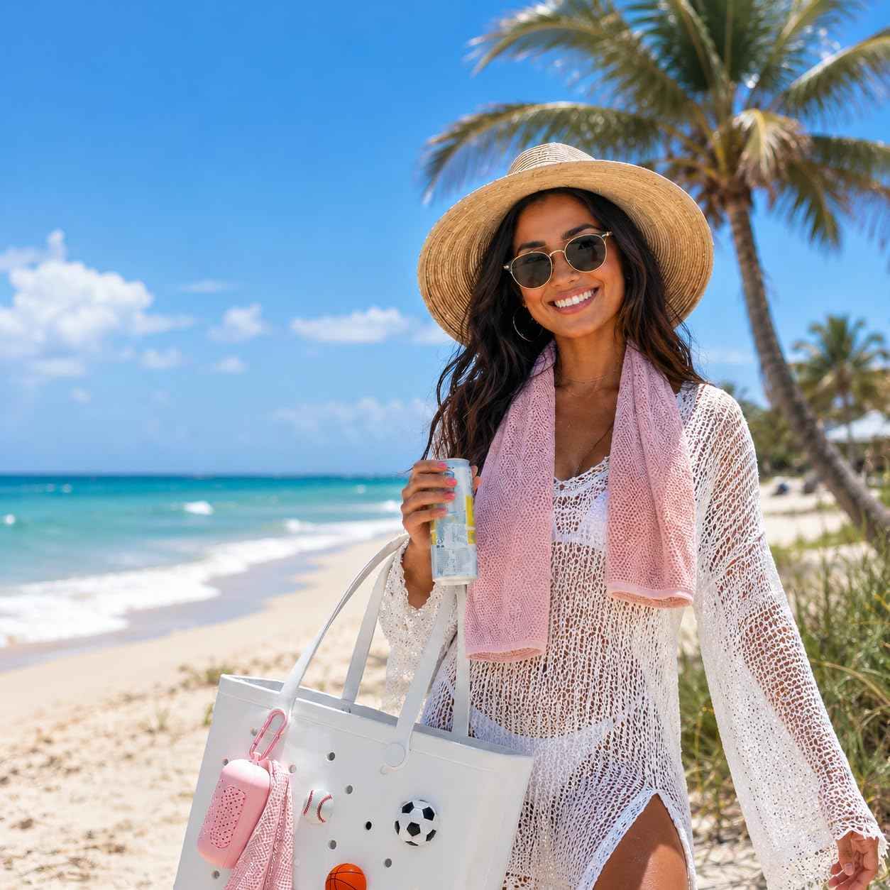 Cooling Towel with Clip Case – Quick-Dry Neck Wrap for Sports, Beach Tote Bags, Gym, Travel & Outdoor Heat (Pink)