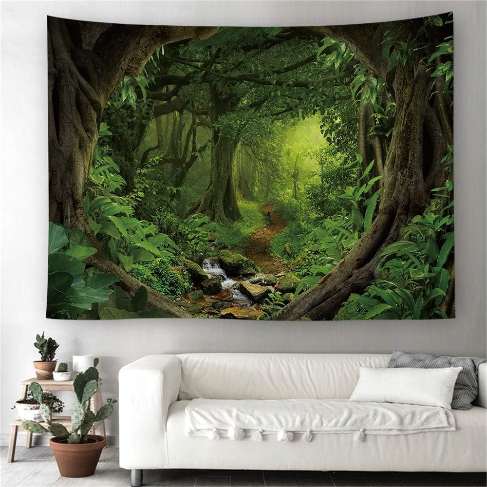 FENDROM Green Misty Forest Tapestry Wall Hanging Nature Landscape Tapestry Sunshine Through Tree Tapestries for Bedroom Living Room Dorm Decor