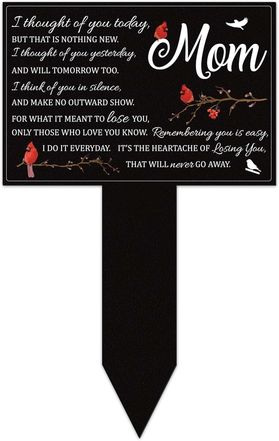 BUoonyer Stake Graves Cemetery Decorations - Mom Metal Memorial Grave Markers, Mother Garden Graveyard Sympathy Plaque, Cardinal Birds Remembrance Graveside Burial Decor Sign for Outdoor Outside Yard