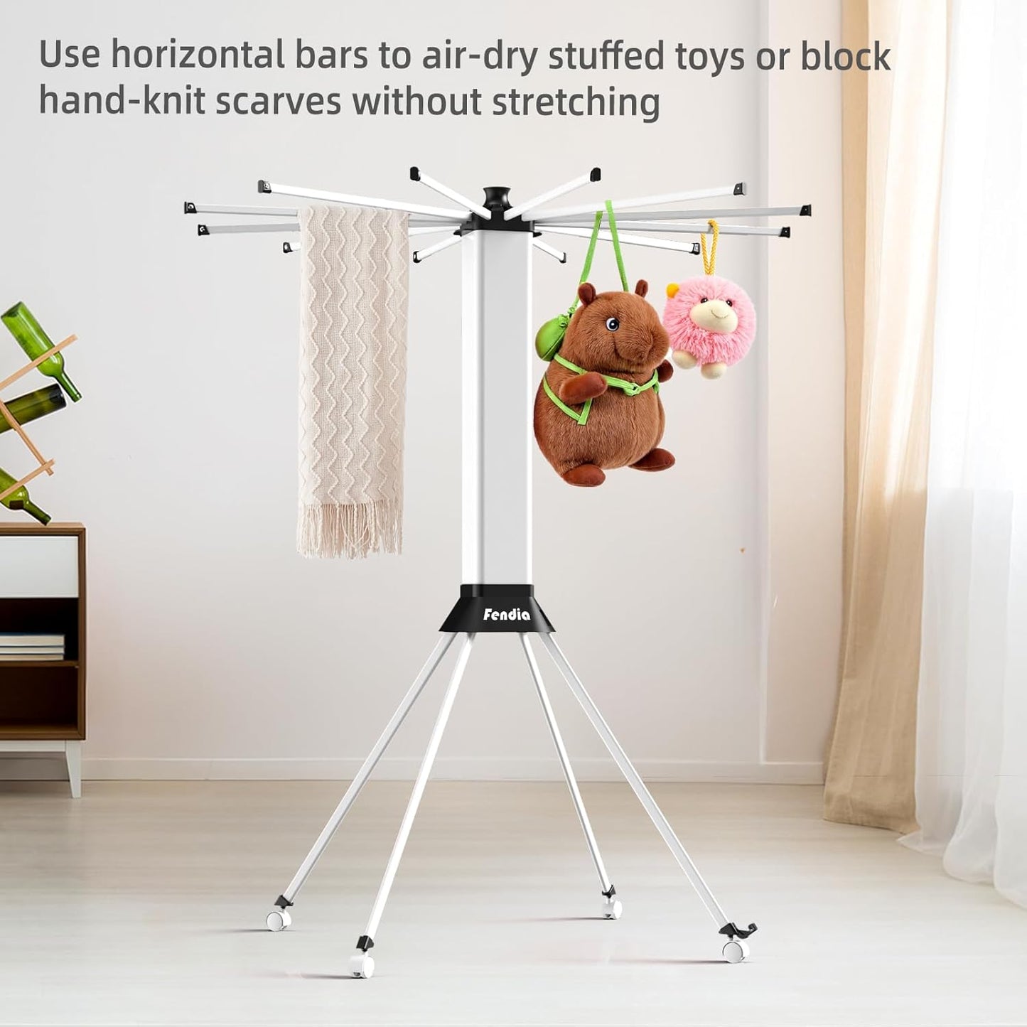 Clothes Drying Rack Foldable & Collapsible Drying Racks with 4-Leg Octopus Design, Large Capacity Space Saving Indoor Drying Rack for Bedroom,Balcony,Laundry for Indoor/Outdoor Use (White)