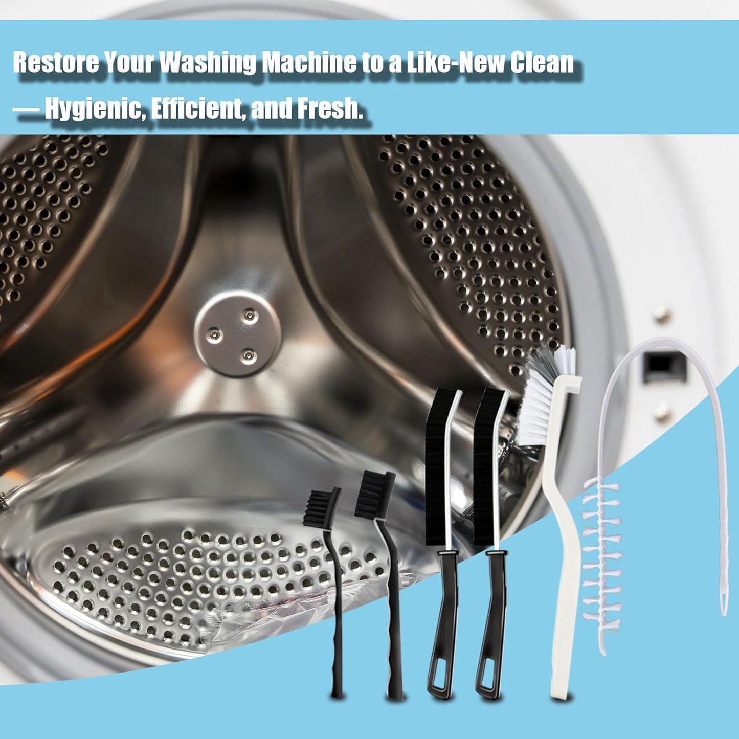 Washing Machine Cleaning Brush,Dryer Vent Cleaner Kit,Crevice Brush for Bathroom, Shower & Kitchen - Scrub Brushes with Long Handle,Household Cleaning Tools Tile, Bathtub, Sink, Grout Cleaning Brushes