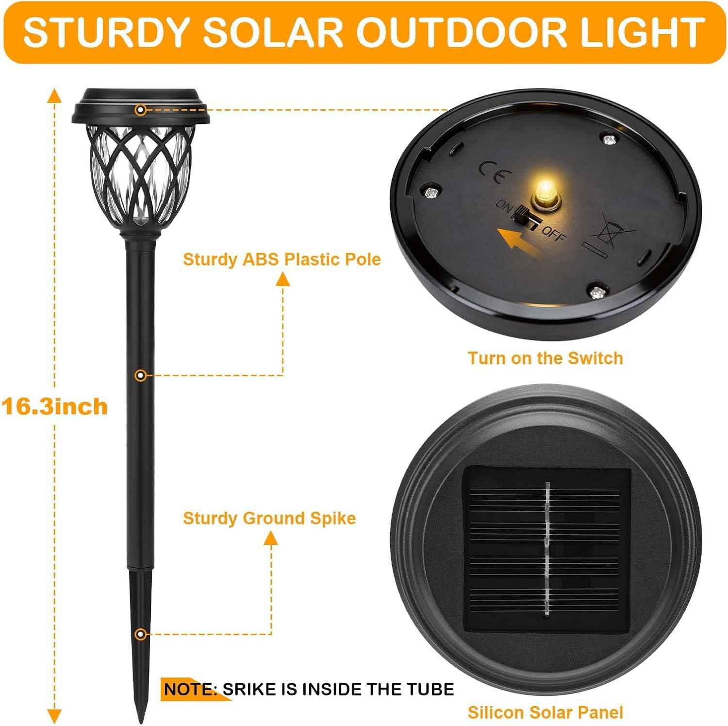 Solar Lights Outdoor 12 Pack Solar Garden Lights Waterproof IP65 Solar Landscape Lights Solar Pathway Lights for Patio, Yard, Driveway Decoration (Warm White