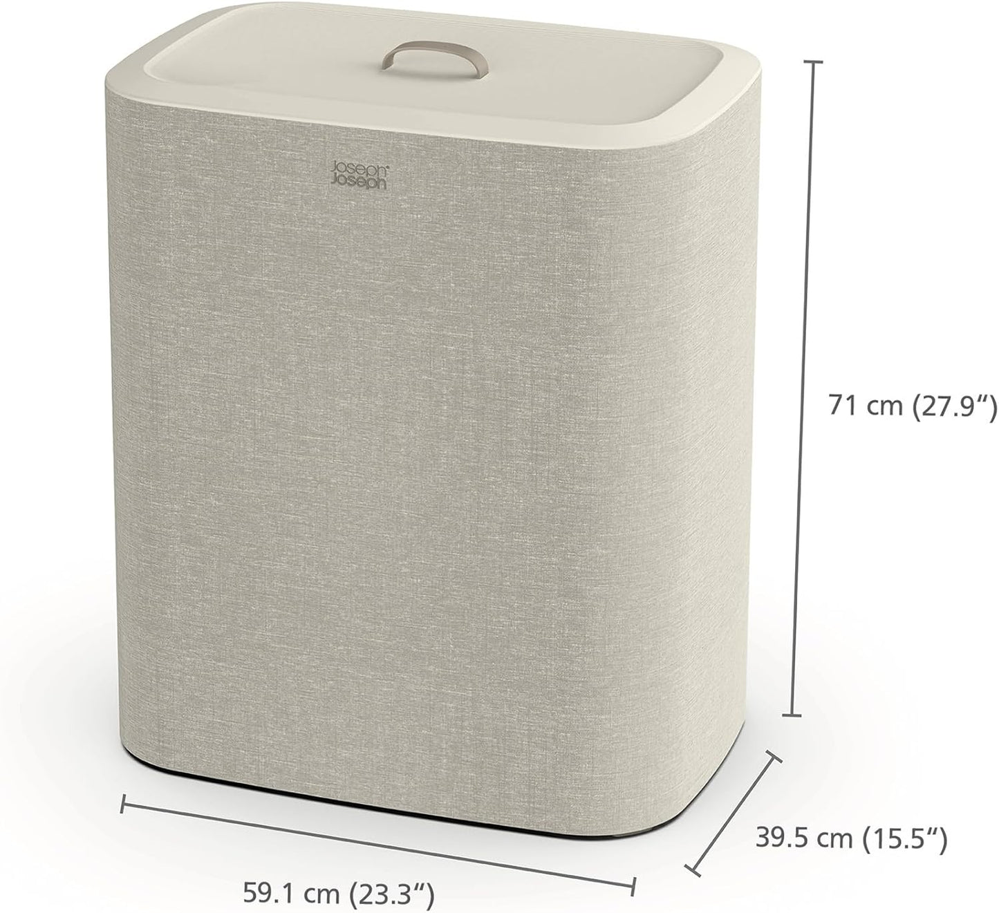 Joseph Joseph Tota 90 liter/23.8 gallon Laundry Hamper Separation Basket with lid, 2 Removable Washing Bags with Handles - Ecru