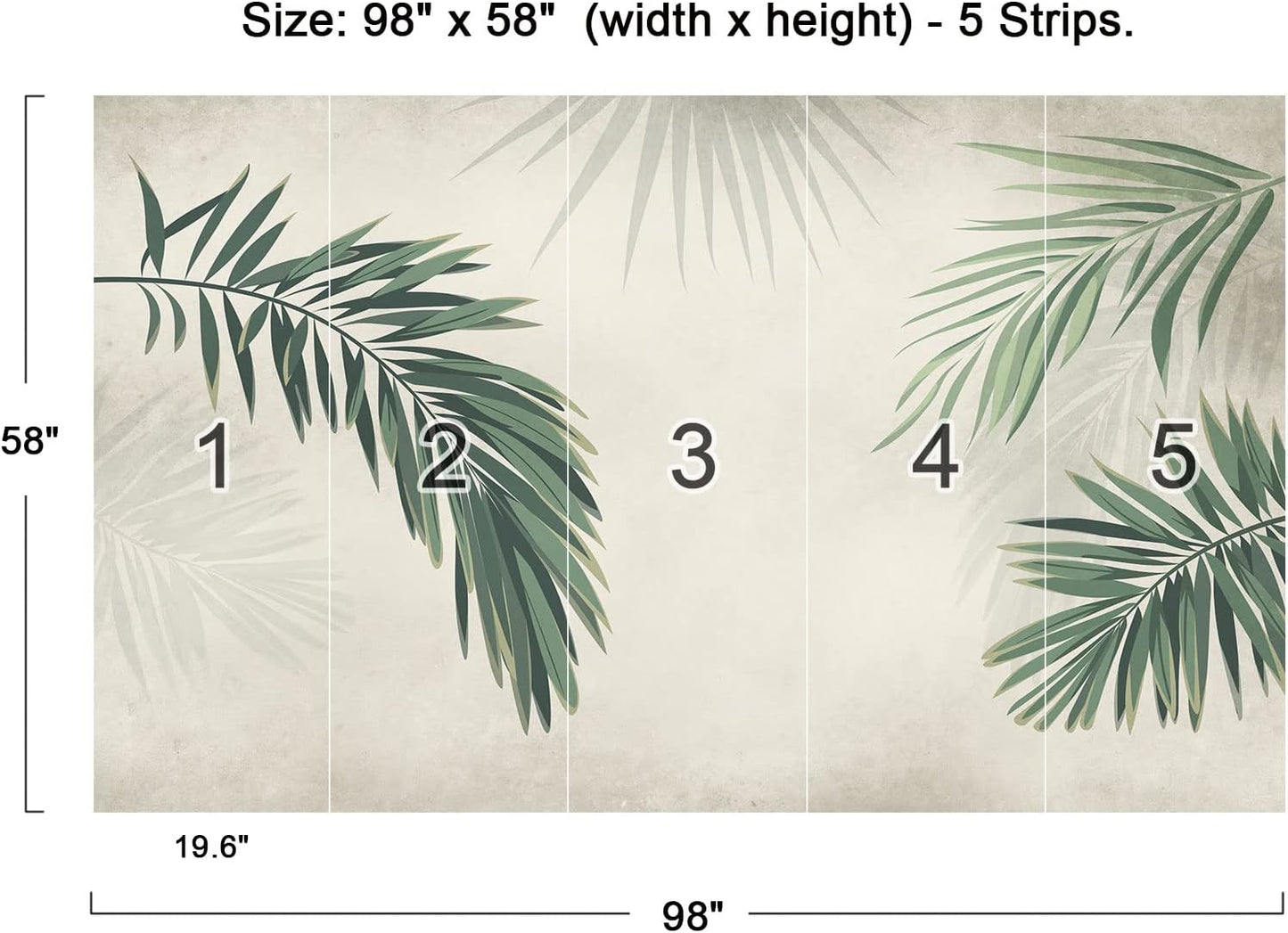 Cliouar-Vintage Palm Leaf Banana Leaf Wallpaper Mural Bedroom Living Room Decor Peel and Stick 98" x 58"