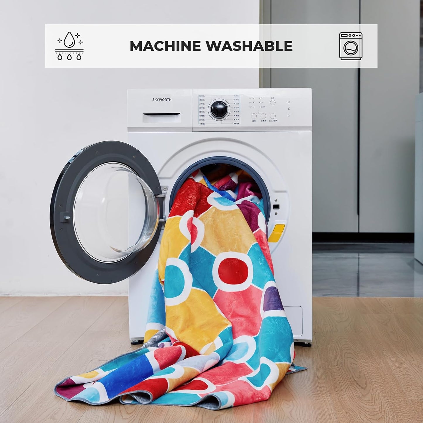 Machine Washable Polka Dot Rug for Kids Area - Multicolor Soft Rug for Nursery/Playroom/Classroom - 6x9