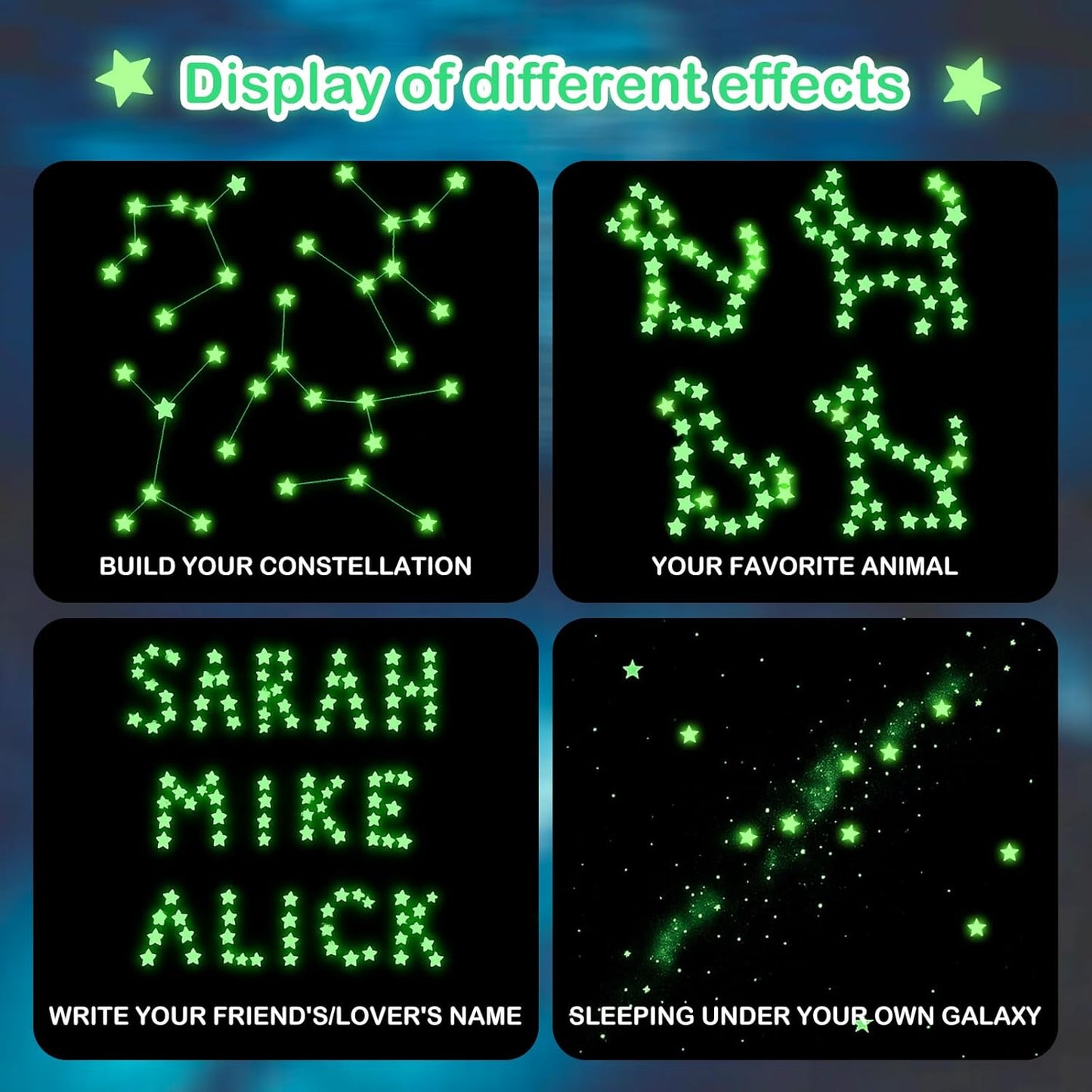 477PCS Glow in The Dark Stars Stickers, Adhesive Glowing Stars Wall Stickers Removable Ceiling Star Wall Decals Space Themed Room Decor Ceiling Star for Bedding Room Decorations
