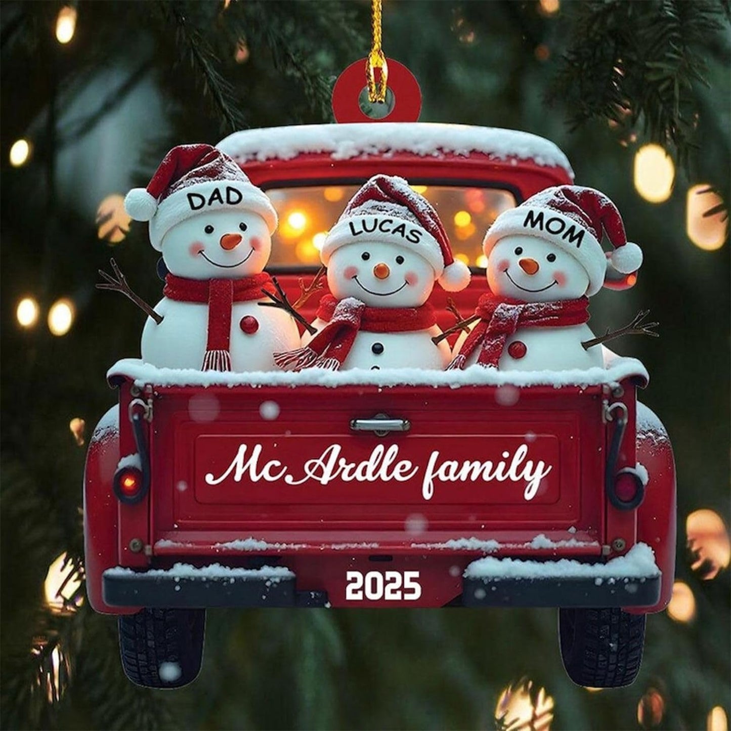 Personalized Christmas Ornaments 2025 Family of 2/3/4/5/6/7/8/9/10 Custom Snowman Ornament with Names and Year, for Family of 2/3/4/5/6/7/8/9/10 Members, Custom Ornament Xmas Gift Idea
