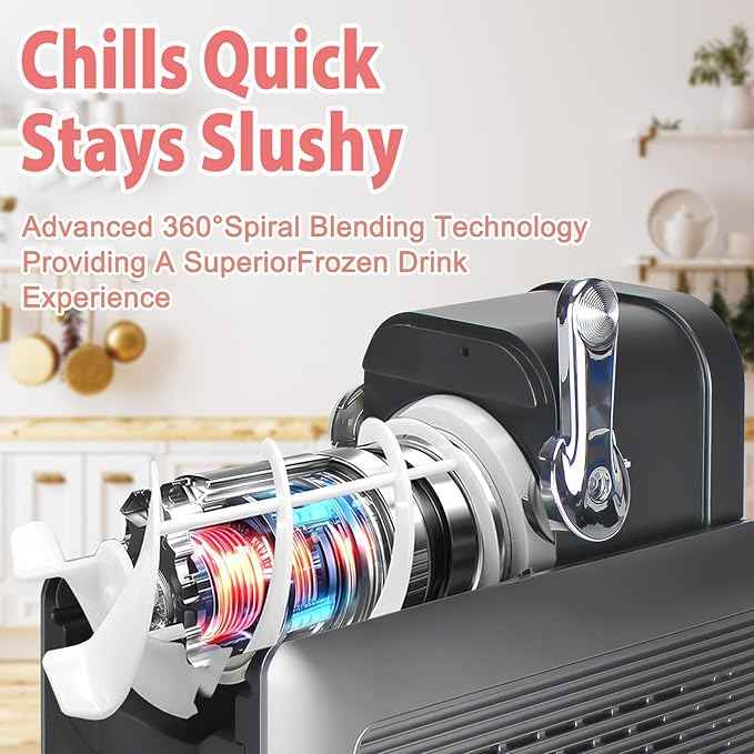 Slushie Machine for Home - 88oz Frozen Drink Maker Slushy Machine, 2-In-1 Soft Ice Cream Maker, 6 Preset Programs| Slushie, Cocktails, Frappés, Ice Cream, Smoothies, Milkshakes (Screen Version）