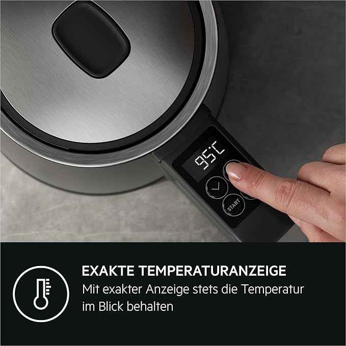 AEG kettle K5-1-6pcs Deli 5/2400 watts/5 adjustable temperature levels/1.7L/3 times automatic safety shutdown/anti-drip function, one-handed lid opening/stainless steel