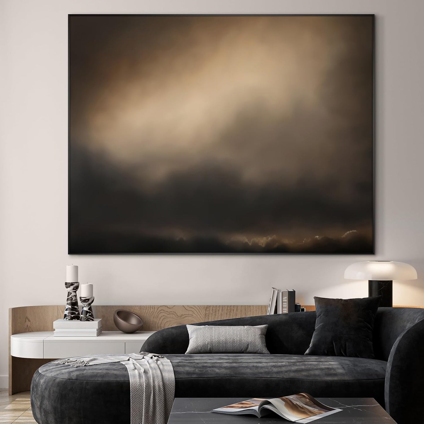 SIGNWIN 60"x72" Extra Large Framed Wall Art Golden Sunset Cloud, Moody Sky Scene for Home Living Room Bedroom Decor (Frame Assembly Required)