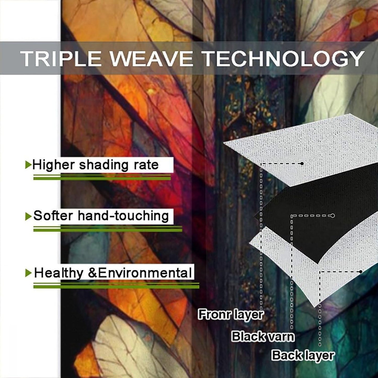 Stained Glass Curtains,Vintage Magical Colorful Abstract Art Home Decor Drapes for Bedroom Living Room Kitchen Window Treatment 2 Panels Set Total Size 84" W X 84" L Inch