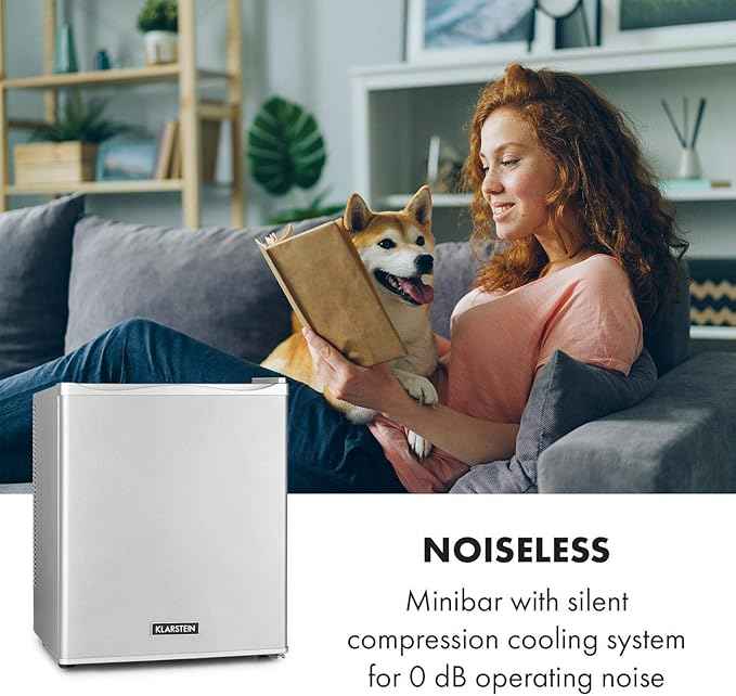 Klarstein Happy Hour – Mini bar, réfrigérateur à boissons, Compression, température de refroidissement : 5-15 °C, classe d'efficacité énergétique A, silencieux : 0 dB, lumière LED, 25 L, Argent