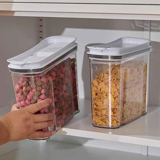 Cereal Containers Storage Set, Airtight Food Storage Container with Lid 3.5L,2PCS BPA-FREE Plastic Pantry Organization Canisters for Rice Cereal Flour Sugar Dry Food in Kitchen…