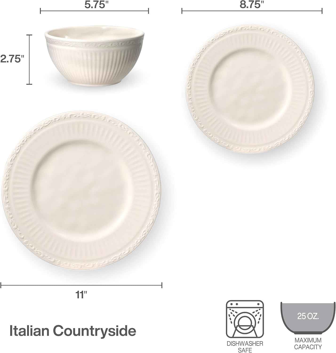 Mikasa Italian Countryside 12 Piece Melamine Outdoor Dinnerware Set, Service for 4
