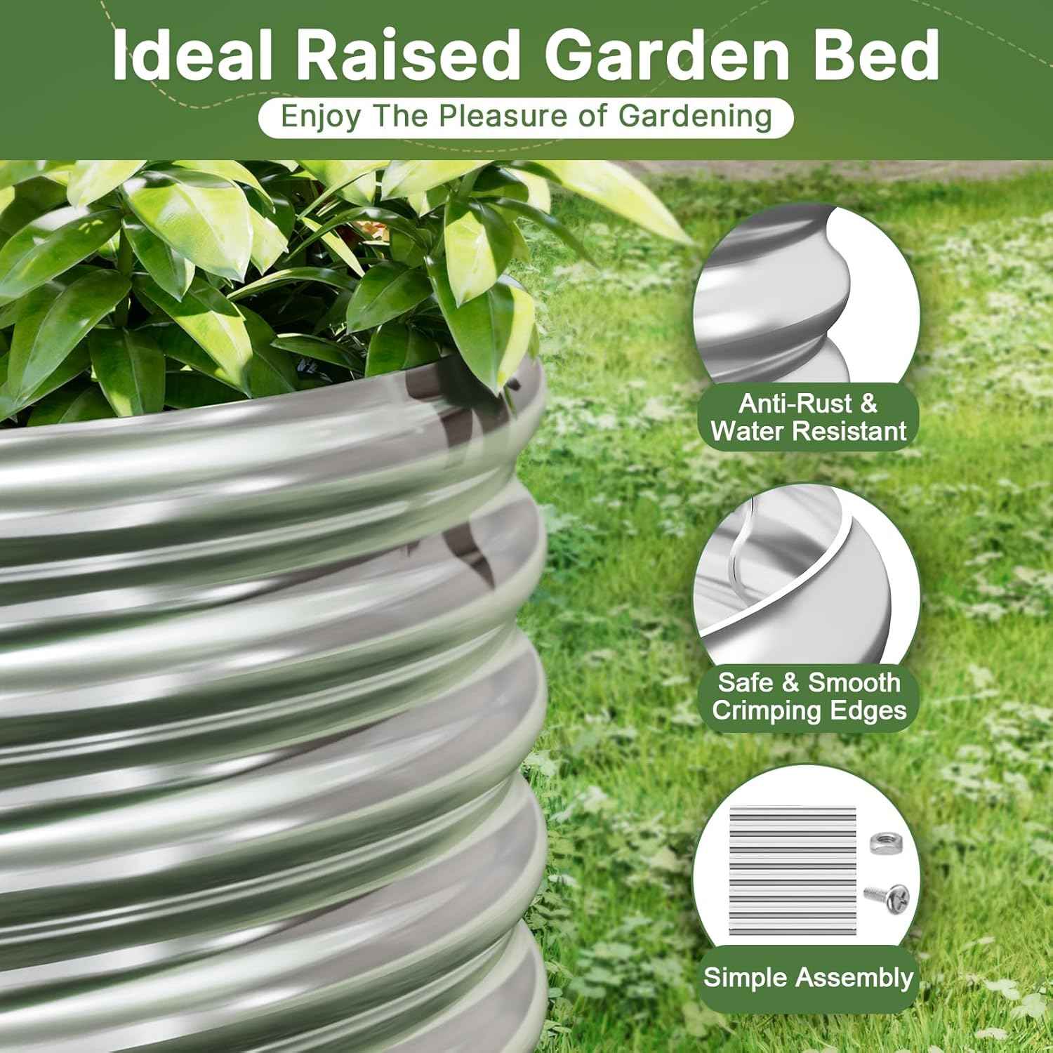 2 Pack Tall 8x4ft Galvanized Raised Garden Bed Outdoor, Metal Garden Bed for Vegetables, Above Ground Garden Box for Flower, Steel Raised Beds for Gardening