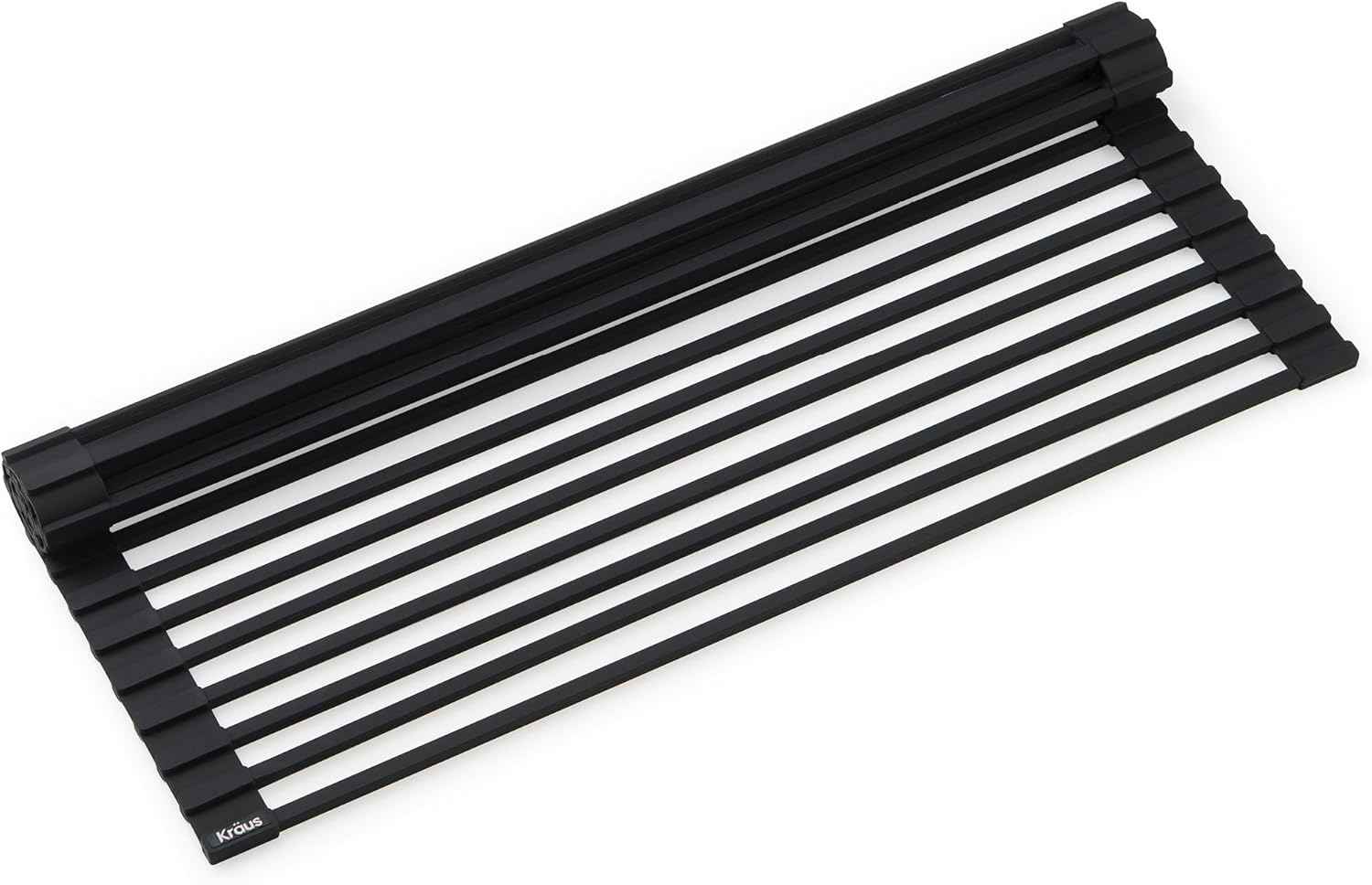 Kraus Multipurpose Workstation Sink Roll-Up Dish Drying Rack, Colander and Trivet in Black, KRM-11BL