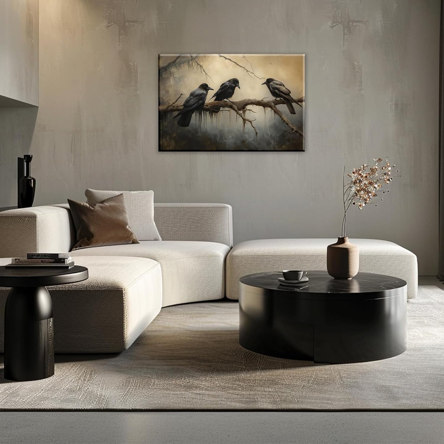 OAAPITI Halloween Decor Vintage Crow Wall Art Retro Art Poster Creepy Raven Picture Print Horrid Cemetery Painting Artwork Home Wall Decor(Artwork-4,24"x36")