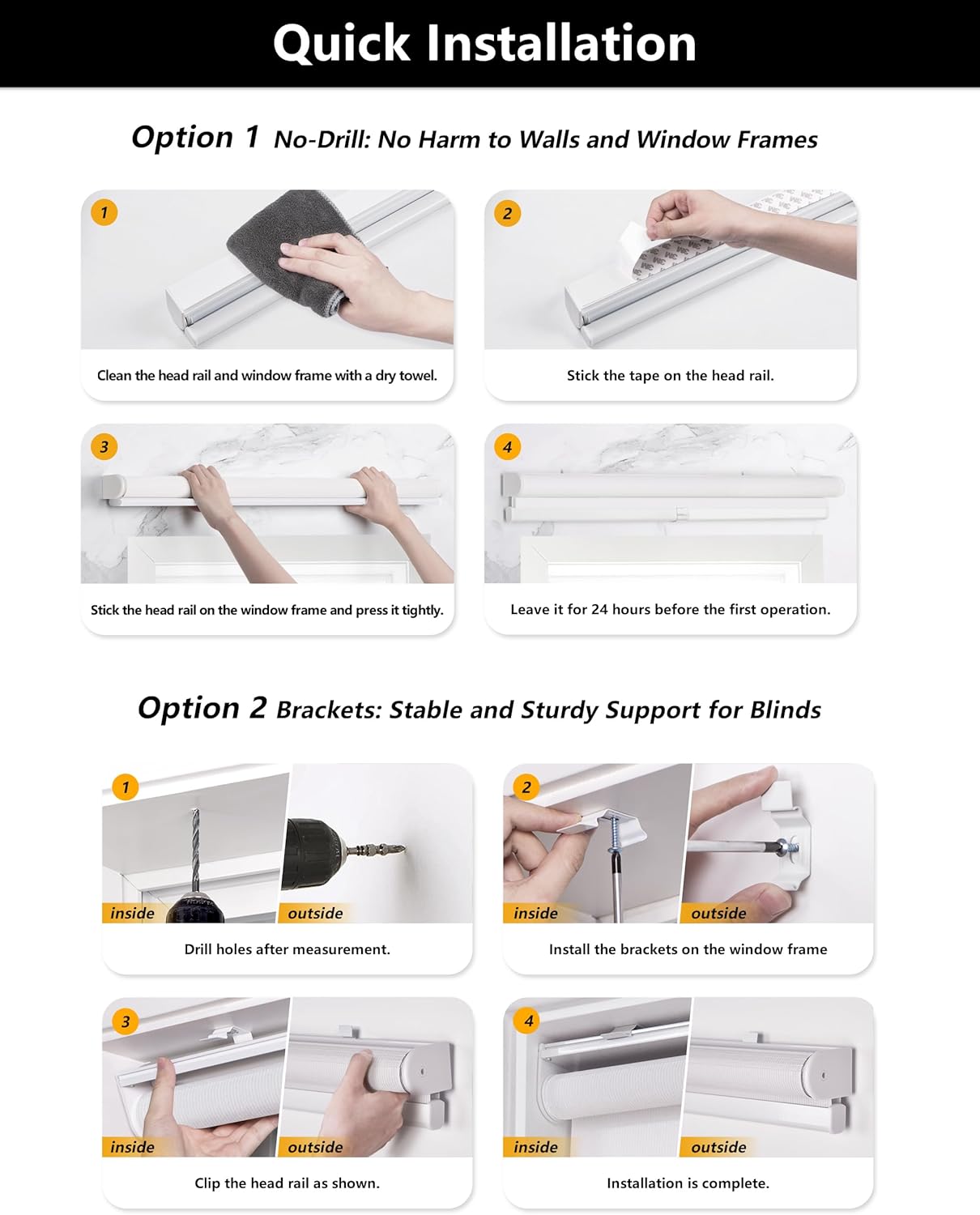 LazBlinds No Tools No Drill Cordless Zebra Blinds for Windows, Dual Layer Light Control for Day and Night, Light Filtering Privacy Roller Blinds and Shades for Home, 36" W x 48" H, White
