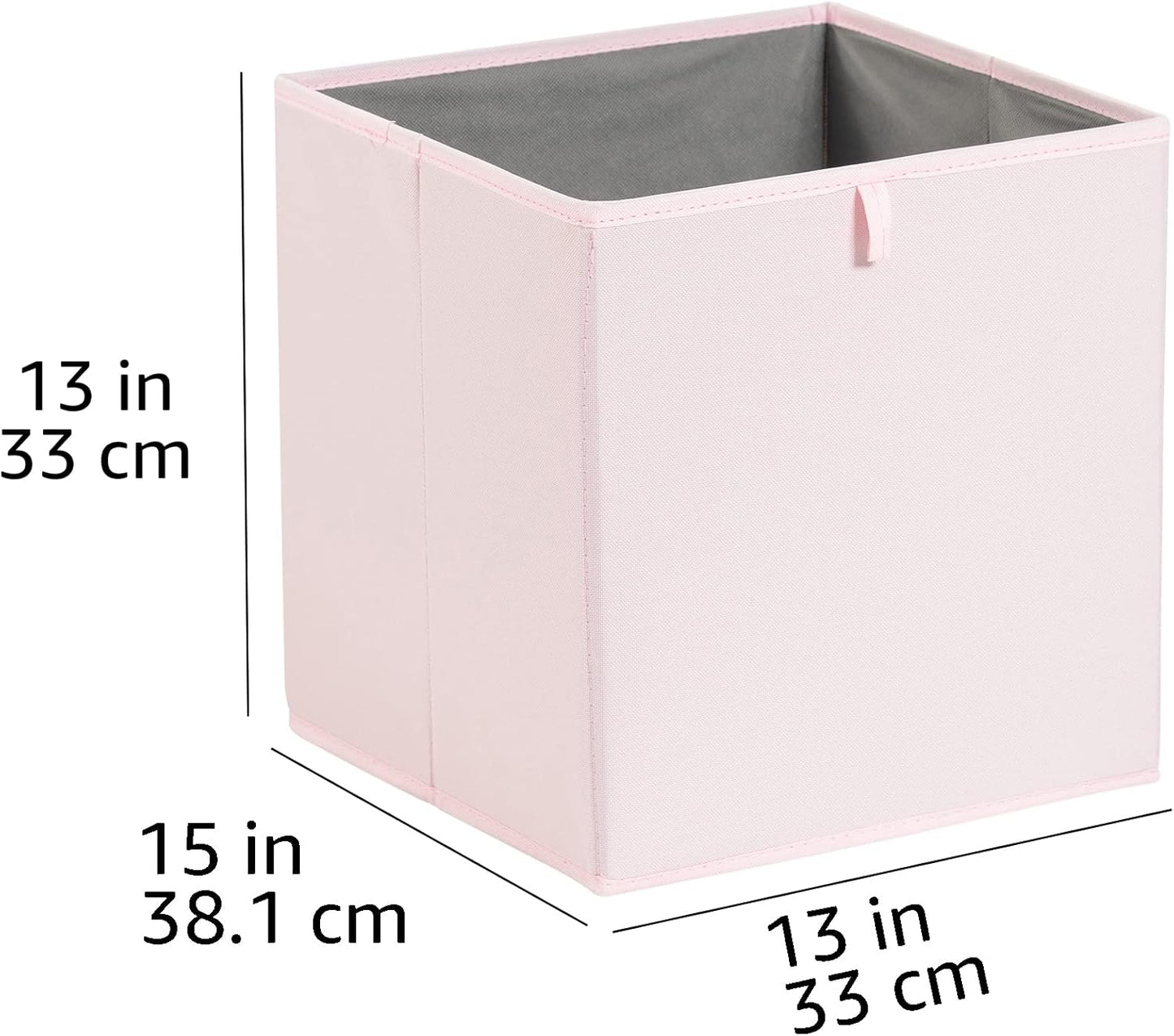 Amazon Basics Cube Organizer Bins, Collapsible Storage Baskets for Shelves, Peony Pink, Pack of 6, 13x15x13"