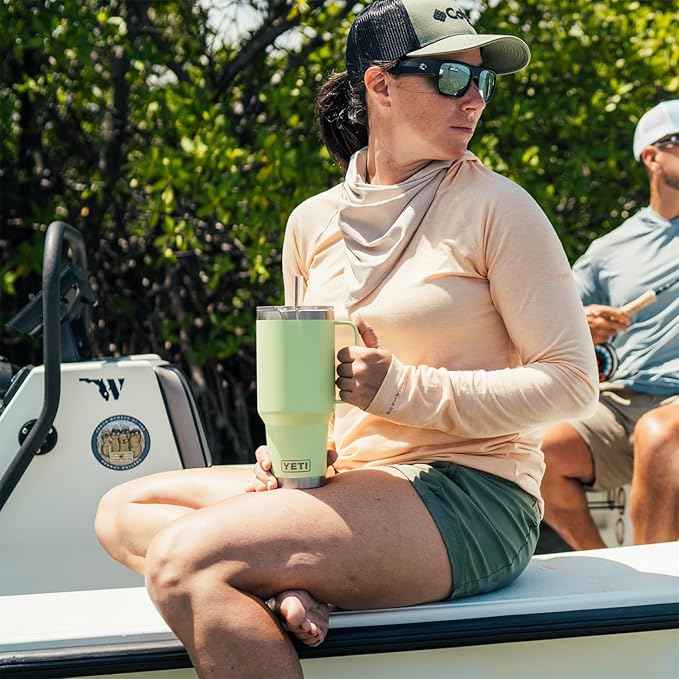 YETI Rambler 42 oz Tumbler with Handle and Straw Lid, Travel Mug Water Tumbler, Vacuum Insulated Cup with Handle, Stainless Steel, Key Lime