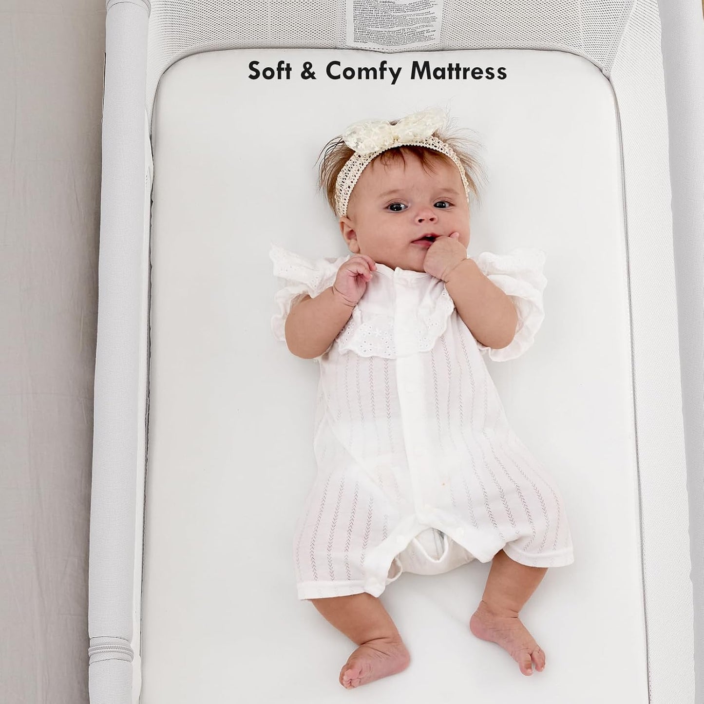 Baby Bassinet Bedside Sleeper, 3-in-1 Rocking Bassinet for Baby with 6-Level Height Adjustable, 4 Wheels & Breathable Mesh Walls, Portable Bedside Bassinet with Mattress for Newborn