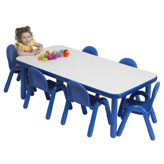 Children’s Factory Baseline Preschool 60" x 30" Rectangular Table & Chair Set - Solid Blue - AB74620PB