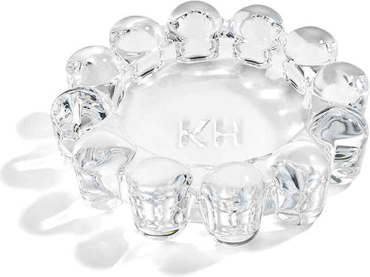 khtumeware Chic Clear Bubble Glass Candle Dish – Modern Clear Glass Candle Holder for Tealights & Diffusers, Decorative Tray for Home & Tabletop Decor（2 Pack）