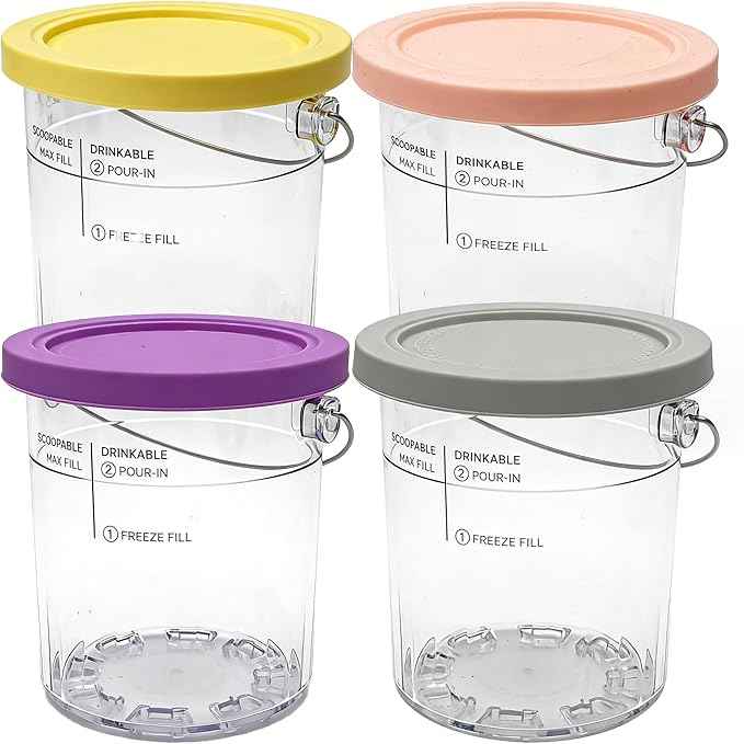 4 Pack Creami Deluxe Pints with 4 Lids, 24oz Creami Pints Compatible with NC500 NC501 NC501H NC501HBL CN501CO Series Ice Cream Makers Machine Accessories